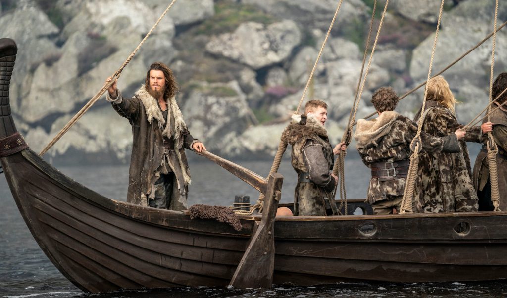 Vikings: Valhalla. (L to R) Sam Corlett as Leif, Gavan O'Connor-Duffy as Nial in episode 101 of Vikings: Valhalla. Cr. Bernard Walsh/Netflix © 2021