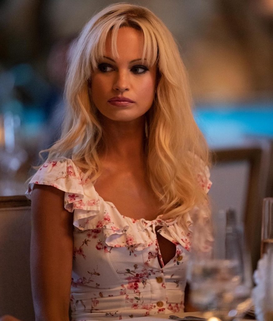 Episode 102 -- Pamela Anderson and Tommy Lee meet, get high and get married… all in four days. Pam (Lily James), shown. (Photo by: Erin Simkin/Hulu)