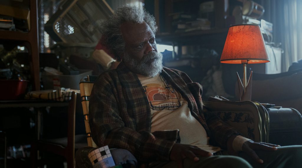 Samuel L. Jackson, Dominique Fishback and Walton Goggins in 