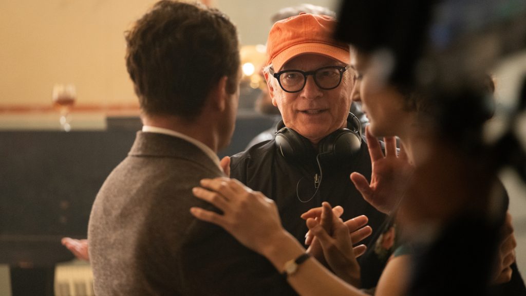 Ben Foster and director Barry Levinson on set of "The Survivor." Photograph by Jessica Kourkounis/HBO