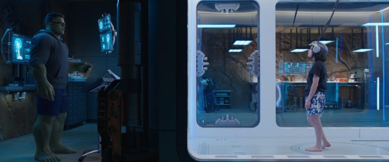 (L-R): Mark Ruffalo as Smart Hulk / Bruce Banner and Tatiana Maslany as Jennifer "Jen" Walters/She-Hulk in Marvel Studios' SHE-HULK: ATTORNEY AT LAW, exclusively on Disney+. Photo courtesy of Marvel Studios. ©Marvel Studios 2022. All Rights Reserved.