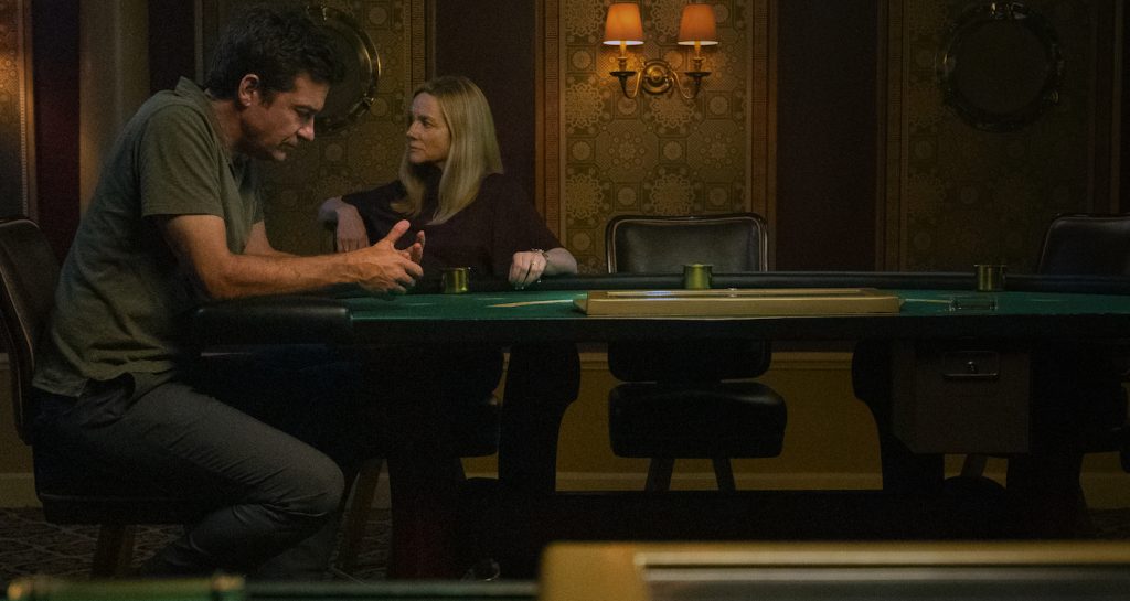 Ozark. (L to R) Jason Bateman as Marty Byrde, Laura Linney as Wendy Byrde in Season 4 Part 2 Episode 4 of Ozark. Cr. Tina Rowden/Netflix © 2022