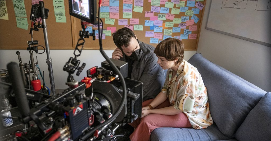 Bill Hader directing Elsie Fisher in "Barry" season 3. Courtesy Merick Morton/ HBO.