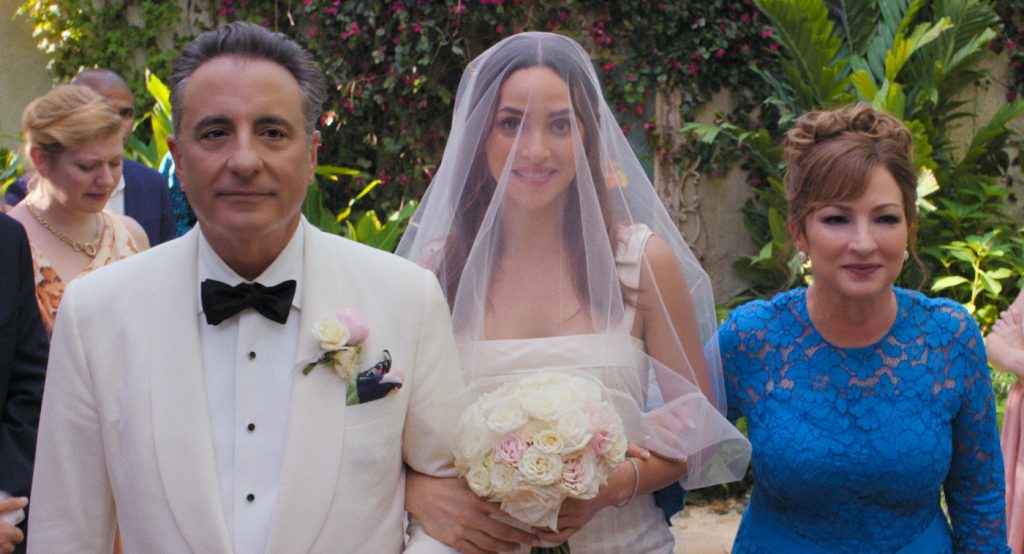Caption: (L center-R) ANDY GARCIA as Billy, ADRIA ARJONA as Sofia and GLORIA ESTEFAN as Ingrid in Warner Bros. Pictures' and HBO Max’s "FATHER OF THE BRIDE.” (PRESS KIT). Photo Credit: Courtesy of Warner Bros. Pictures