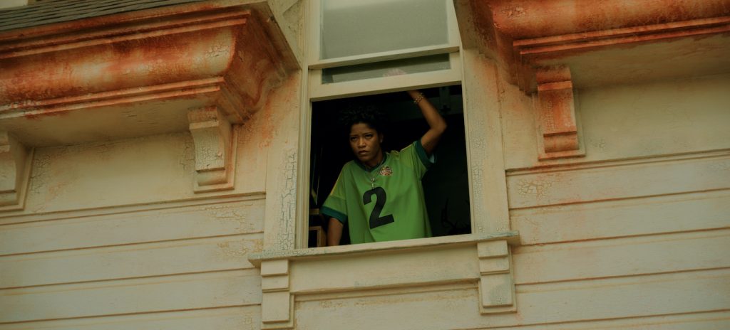 Keke Palmer as Emerald Haywood in Nope, written, produced and directed by Jordan Peele.