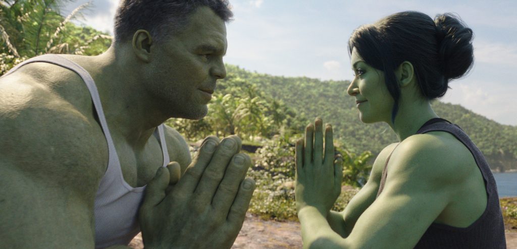 (L-R): Mark Ruffalo as Smart Hulk / Bruce Banner and Tatiana Maslany as Jennifer 