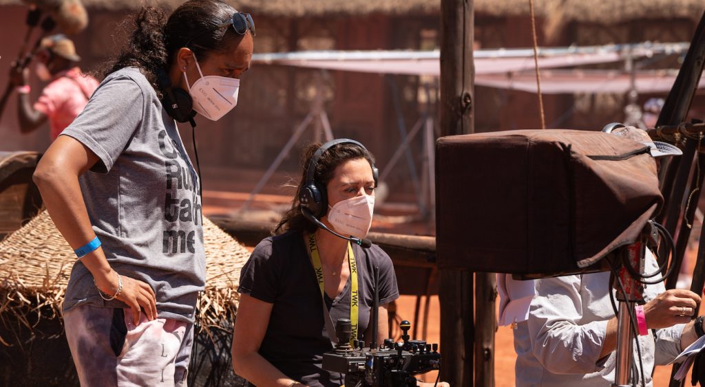 Polly Morgan and Gina Prince Bythewood on the set of THE WOMAN KING