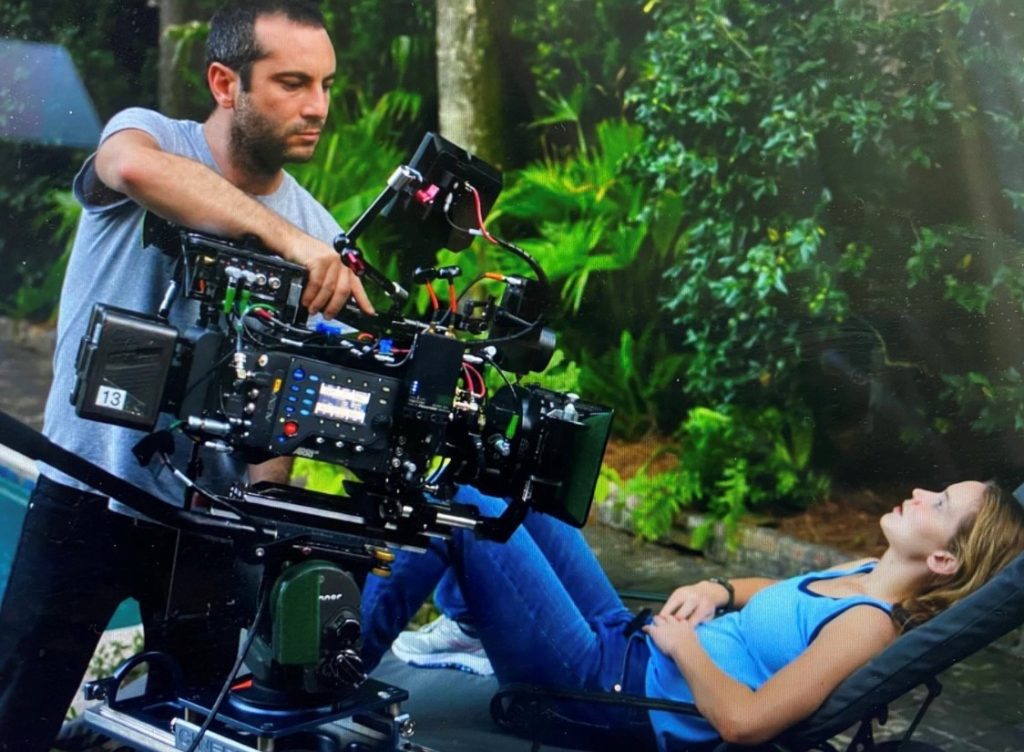 Cinematographer Diego Garcia and Jennifer Lawrence on the set of "Causeway." Courtesy Apple TV
