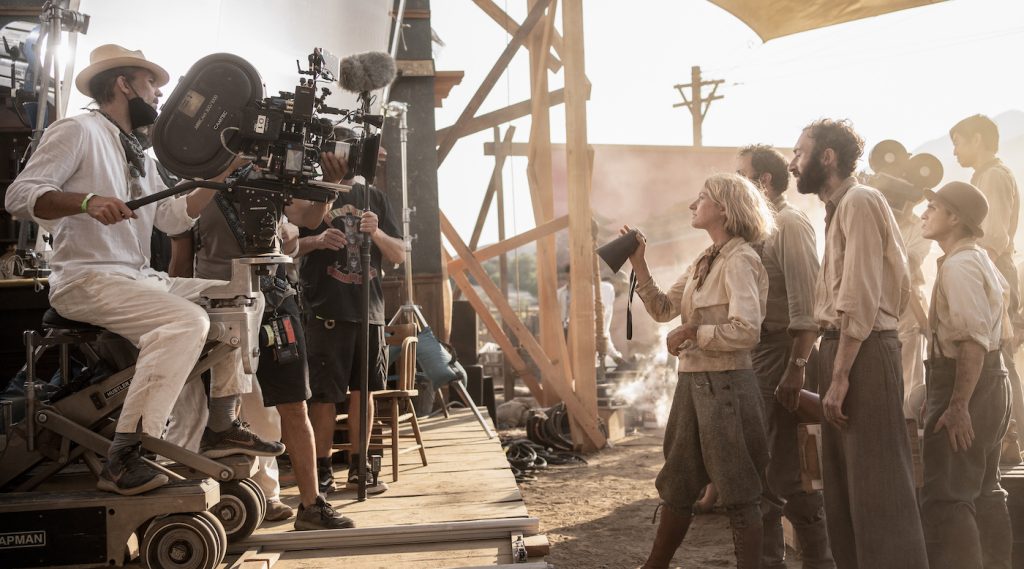 Director of Photography Linus Sandgren and Olivia Hamilton as Ruth Adler on the set of Babylon from Paramount Pictures.