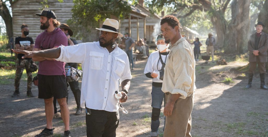 Director Antoine Fuqua and Will Smith behind the scenes of “Emancipation,” premiering December 9, 2022 on Apple TV+.