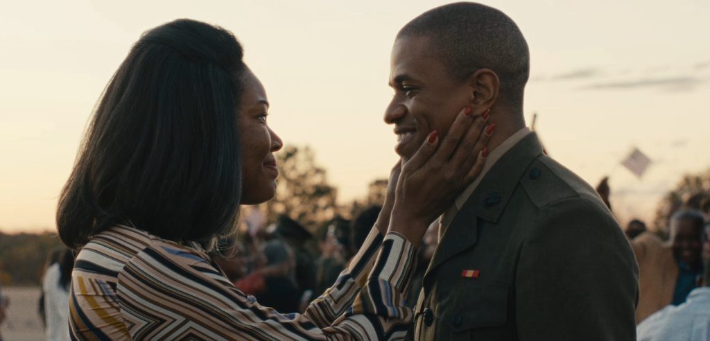 L-r: Gabrielle Union, Jeremy Pope. Courtesy A24.