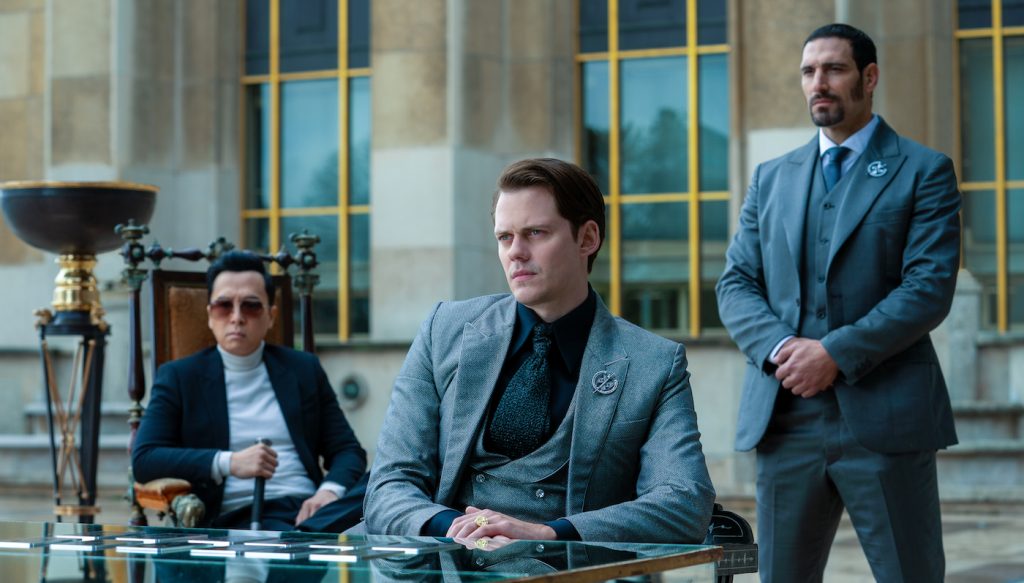 Donnie Yen as Caine, Bill Skarsgård as Marquis, and Marko Zaror as Chidi in John Wick: Chapter 4. Photo Credit: Murray Close