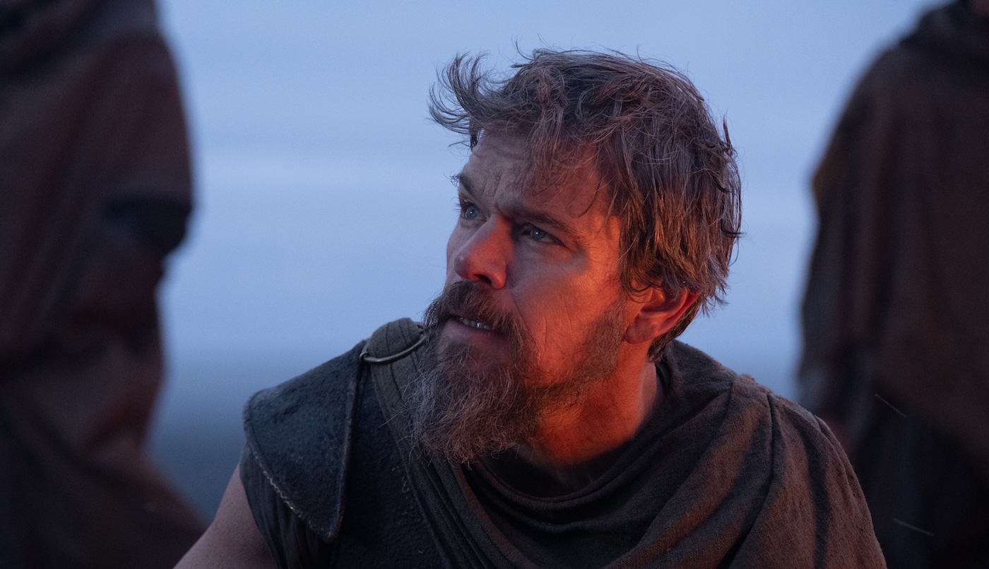 Matt Damon como Odisseu no filme A Odisseia